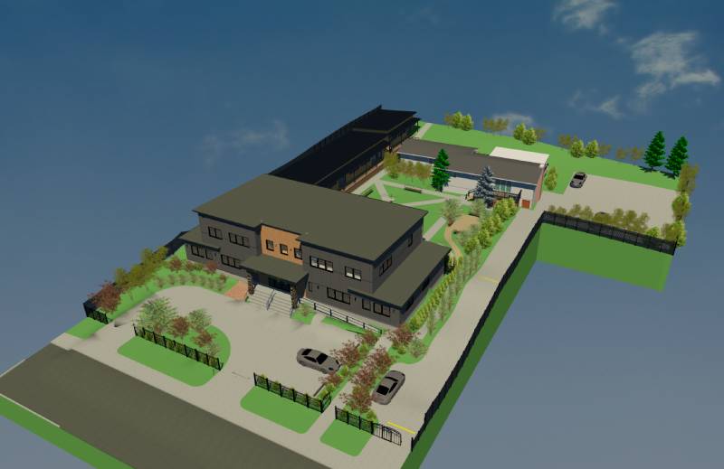 School Render Front Right Aerial