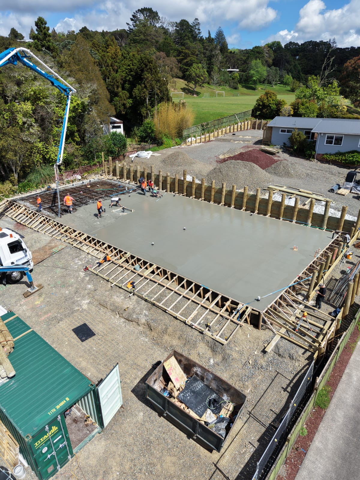 Foundation pad being poured for The Academy's main building
